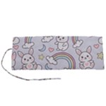 Seamless Pattern With Cute Rabbit Character Roll Up Canvas Pencil Holder (S)