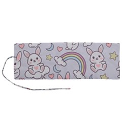 Seamless Pattern With Cute Rabbit Character Roll Up Canvas Pencil Holder (M) from ArtsNow.com