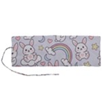 Seamless Pattern With Cute Rabbit Character Roll Up Canvas Pencil Holder (M)