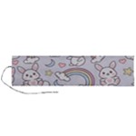 Seamless Pattern With Cute Rabbit Character Roll Up Canvas Pencil Holder (L)