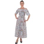Seamless Pattern With Cute Rabbit Character Shoulder Straps Boho Maxi Dress 