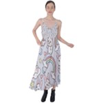 Seamless Pattern With Cute Rabbit Character Tie Back Maxi Dress
