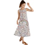 Seamless Pattern With Cute Rabbit Character Summer Maxi Dress