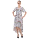 Seamless Pattern With Cute Rabbit Character Front Wrap High Low Dress