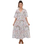 Seamless Pattern With Cute Rabbit Character Kimono Sleeve Boho Dress