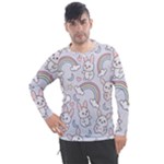 Seamless Pattern With Cute Rabbit Character Men s Pique Long Sleeve T-Shirt