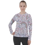 Seamless Pattern With Cute Rabbit Character Women s Pique Long Sleeve T-Shirt