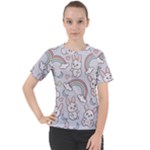 Seamless Pattern With Cute Rabbit Character Women s Sport Raglan T-Shirt