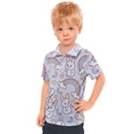 Seamless Pattern With Cute Rabbit Character Kids  Polo T-Shirt