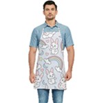 Seamless Pattern With Cute Rabbit Character Kitchen Apron