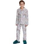 Seamless Pattern With Cute Rabbit Character Kids  Long Sleeve Velvet Pajamas Set