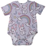 Seamless Pattern With Cute Rabbit Character Baby Short Sleeve Bodysuit