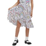Seamless Pattern With Cute Rabbit Character Kids  Ruffle Flared Wrap Midi Skirt