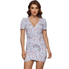 Low Cut Cap Sleeve Mini Dress 