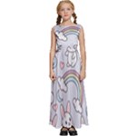 Seamless Pattern With Cute Rabbit Character Kids  Satin Sleeveless Maxi Dress