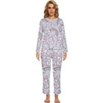 Seamless Pattern With Cute Rabbit Character Womens  Long Sleeve Lightweight Pajamas Set