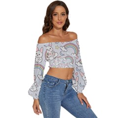 Long Sleeve Crinkled Weave Crop Top 