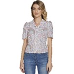 Seamless Pattern With Cute Rabbit Character Puffed Short Sleeve Button Up Jacket