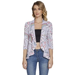 Women s 3/4 Sleeve Ruffle Edge Open Front Jacket 