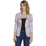 Seamless Pattern With Cute Rabbit Character Women s One-Button 3/4 Sleeve Short Jacket