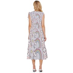 V-Neck Drawstring Shoulder Sleeveless Maxi Dress 