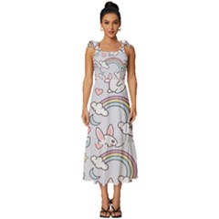 Tie-Strap Tiered Midi Chiffon Dress 