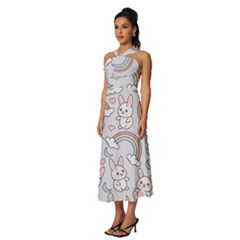 Sleeveless Cross Front Cocktail Midi Chiffon Dress 