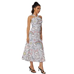 Sleeveless Cross Front Cocktail Midi Chiffon Dress 