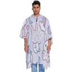 Seamless Pattern With Cute Rabbit Character Men s Hooded Rain Ponchos