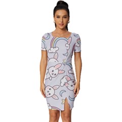 Fitted Knot Split End Bodycon Dress 