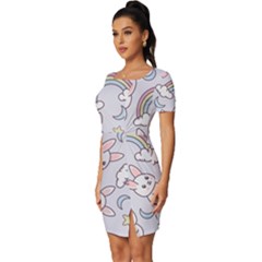 Fitted Knot Split End Bodycon Dress 