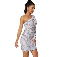 Long Sleeve One Shoulder Mini Dress 