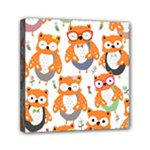 Cute Colorful Owl Cartoon Seamless Pattern Mini Canvas 6  x 6  (Stretched)