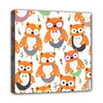 Cute Colorful Owl Cartoon Seamless Pattern Mini Canvas 8  x 8  (Stretched)