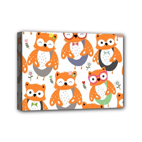 Cute Colorful Owl Cartoon Seamless Pattern Mini Canvas 7  x 5  (Stretched) from ArtsNow.com