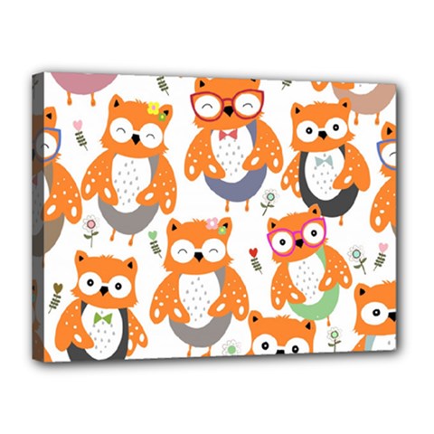 Cute Colorful Owl Cartoon Seamless Pattern Canvas 16  x 12  (Stretched) from ArtsNow.com