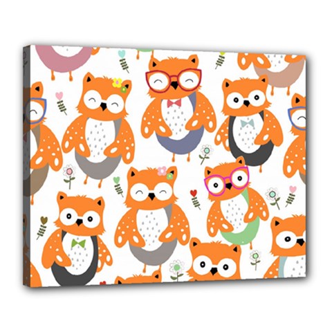 Cute Colorful Owl Cartoon Seamless Pattern Canvas 20  x 16  (Stretched) from ArtsNow.com