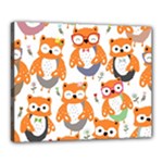 Cute Colorful Owl Cartoon Seamless Pattern Canvas 20  x 16  (Stretched)