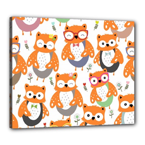 Cute Colorful Owl Cartoon Seamless Pattern Canvas 24  x 20  (Stretched) from ArtsNow.com