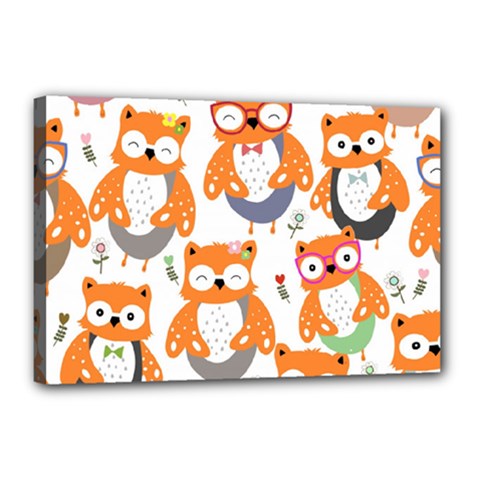 Cute Colorful Owl Cartoon Seamless Pattern Canvas 18  x 12  (Stretched) from ArtsNow.com