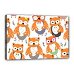 Cute Colorful Owl Cartoon Seamless Pattern Canvas 18  x 12  (Stretched)