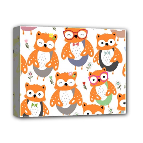 Cute Colorful Owl Cartoon Seamless Pattern Deluxe Canvas 14  x 11  (Stretched) from ArtsNow.com