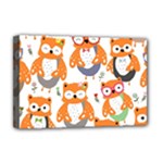 Cute Colorful Owl Cartoon Seamless Pattern Deluxe Canvas 18  x 12  (Stretched)