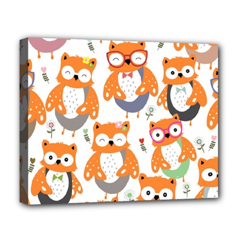 Cute Colorful Owl Cartoon Seamless Pattern Deluxe Canvas 20  x 16  (Stretched) from ArtsNow.com
