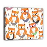 Cute Colorful Owl Cartoon Seamless Pattern Deluxe Canvas 20  x 16  (Stretched)