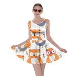 Cute Colorful Owl Cartoon Seamless Pattern Skater Dress