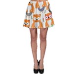 Cute Colorful Owl Cartoon Seamless Pattern Skater Skirt