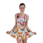 Cute Colorful Owl Cartoon Seamless Pattern Mini Skirt