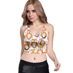 Cute Colorful Owl Cartoon Seamless Pattern Racer Back Crop Top