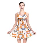 Cute Colorful Owl Cartoon Seamless Pattern Reversible Skater Dress
